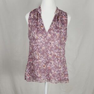 White House Black Market Purple Wrap Blouse Sleeveless